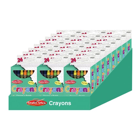 Charles Leonard Creative Arts Crayons, Assorted Colors, 24 Per Box, 24 boxes 42024-ST